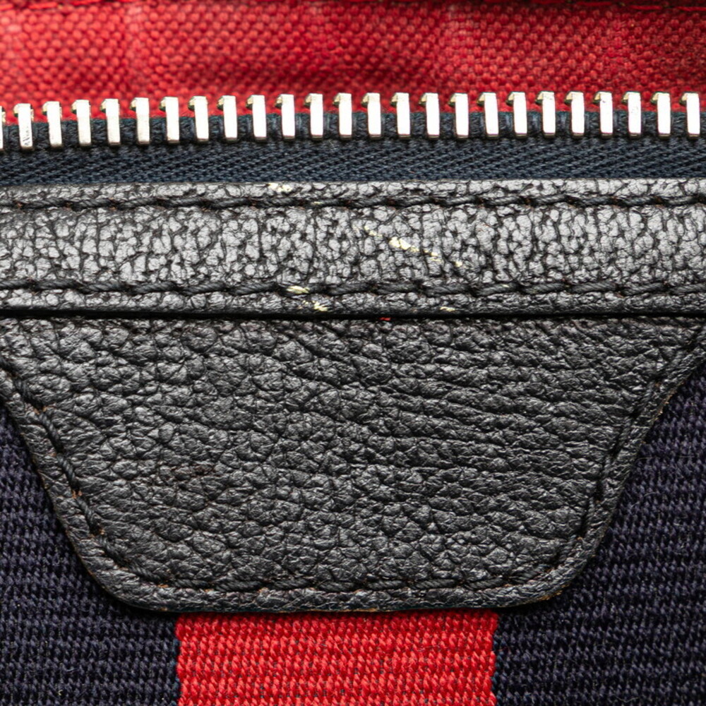 Gucci Black Leather Canvas Blue Shoulder Navy Bag Sherry - Picture 5 of 9